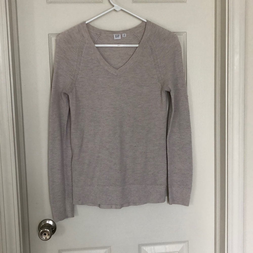 Tan V-Neck Light Sweater